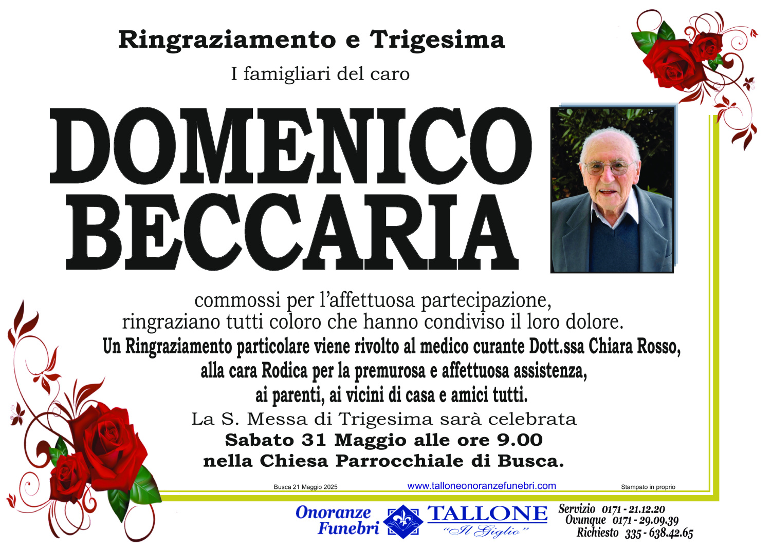 <br />
<b>Warning</b>:  Undefined variable $info in <b>/home/tallone/public_html/ringraziamenti.php</b> on line <b>68</b><br />
Domenico Beccaria